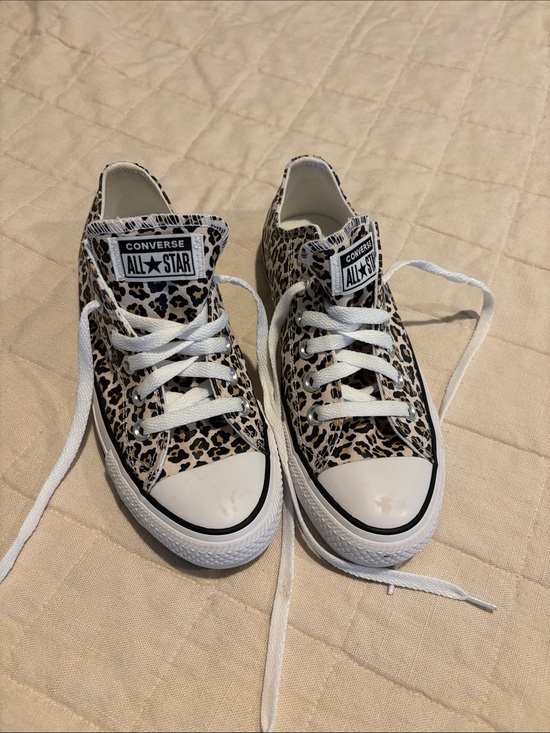 Converse Shoes - Converse All Star Leopard Print Low Top Sneakers - White/Beige